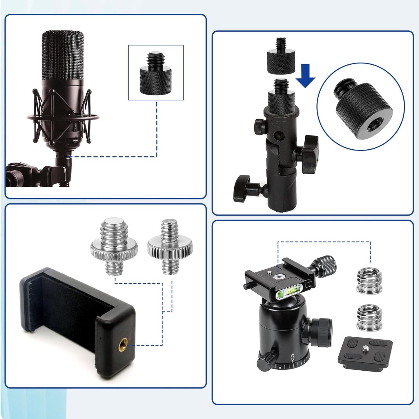 Xthrotsenk 6 1/4 3/8 3/8 1/4 Tripod Screw Adapter Pcs Aluminum Threaded Converter Male to Female and Male to Female