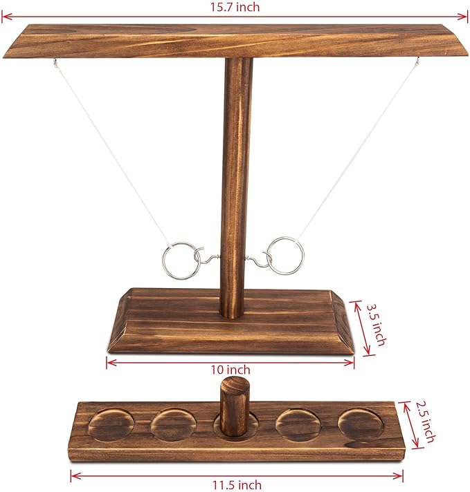 DreamToyz Ring Toss Games for Adults, Yard Games, Patio Decor, Outdoor Indoor Games, Wooden Hook and Ring Game for Bars, Home, Party, 15.7" X 13" Large Size