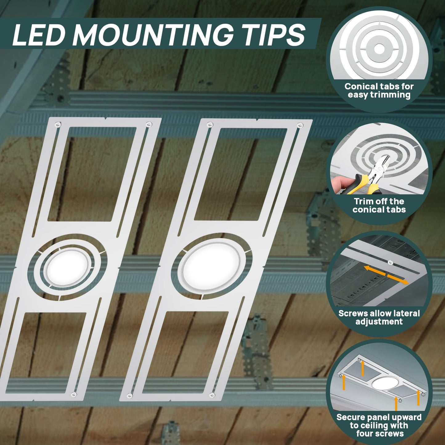 24 Pack New Construction Mounting Plate for 3/4/6 inch LED Downlight,Slim Steel LED Recessed Galvanized Steel Recessed LED Light Plate