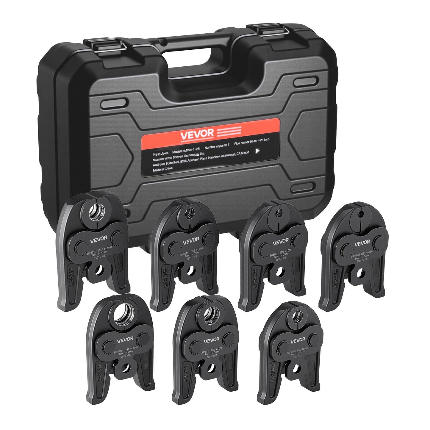 VEVOR 7PCS Pressing Jaws 1/4" to 1-1/8" - Compatible with RLS Copper Pipes, Work with 32KN Standard Press Tools for High Pressure HVAC/R Applications - with Case