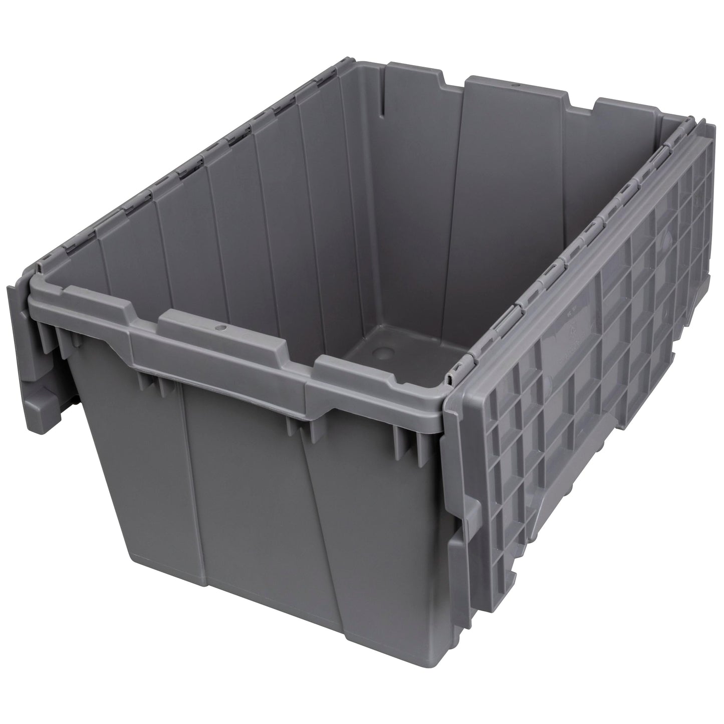 Akro-Mils 39120 Industrial Lidded Plastic Storage Container, Nesting and Stackable Plastic Storage Box with Lid Attached, Organization Tote for Garage and Warehouse, 21.5"x15.25"x12.5", Gray (6-Pack)