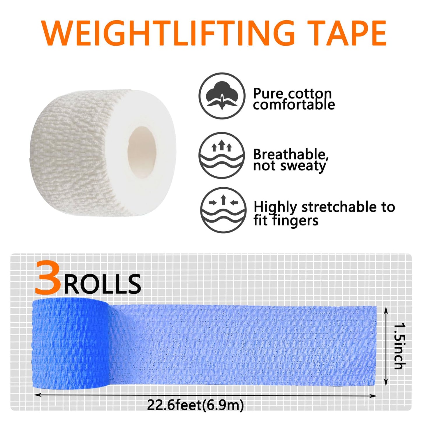 ANAMPION 4 Roll Lifting Thumb Tape for Olympic Weightlifting Gym & Hook Grip Tape for Powerlifting, Cross Training, Gym Tape, Workout, Weight Lifting Tape, Athletic Finger Wrap 1.5inch*7 Yard