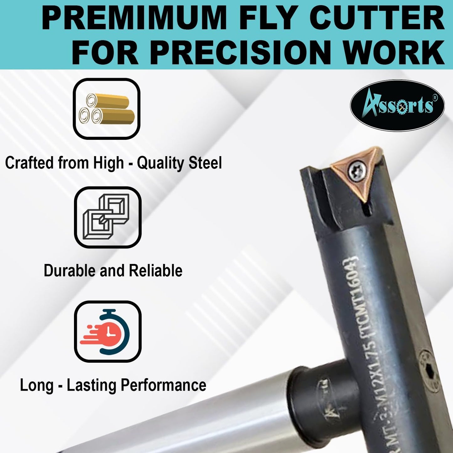 Assorts 5″ Balanced Fly Cutter Indexable Face Milling Cutter with MT-3 Shank (M12 × 1.75 Drawbar), Single TCMT1604 Insert, Torx Screw & Star Key Included