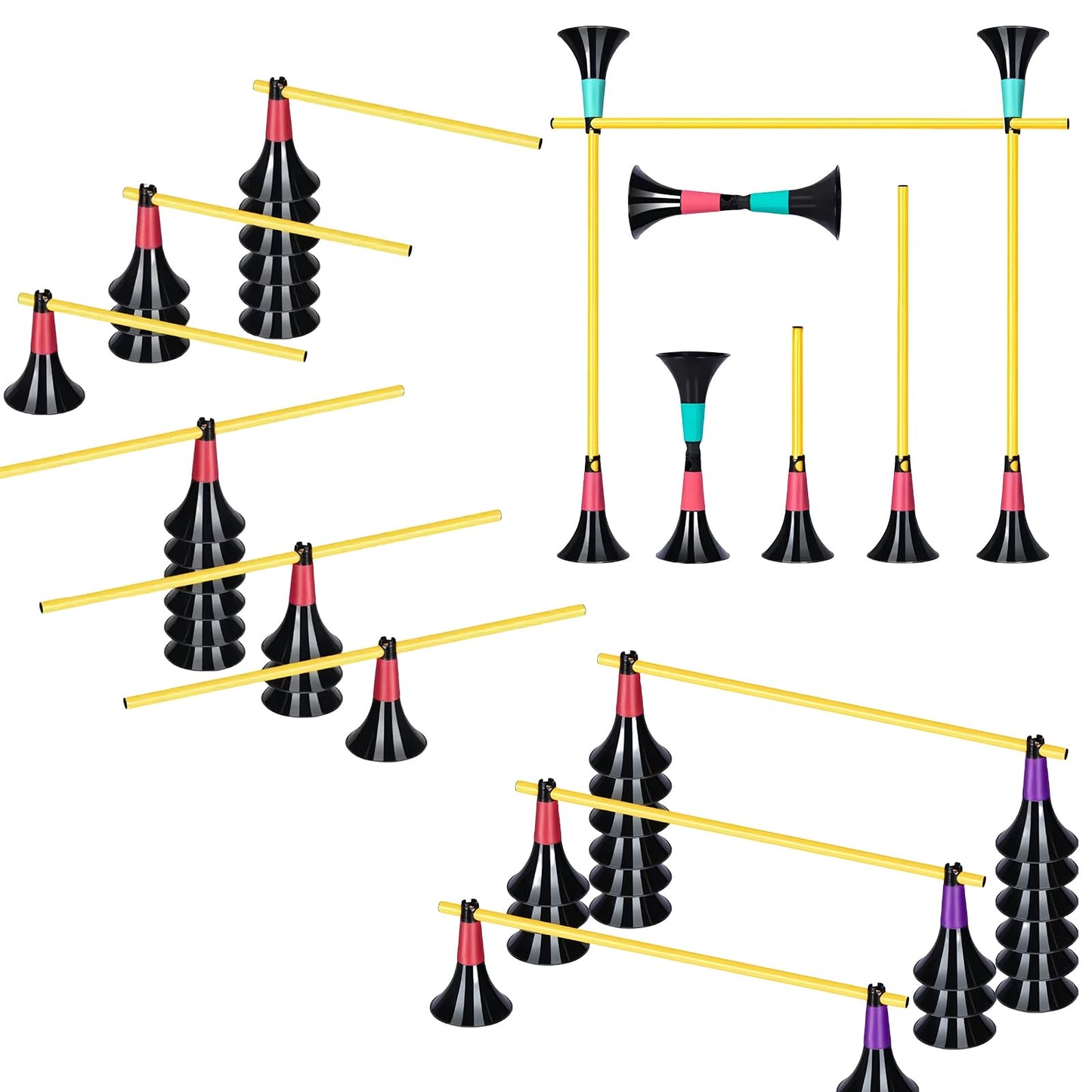 Basketball Training Cones and Agility Poles Set, 8pcs Cones with Anti-Slip Silicone Sleeve & 8pcs 19.7" Poles, Heavy Duty Soccer Training Equipment for Dribbling Drills and Speed Hurdles (Blue)