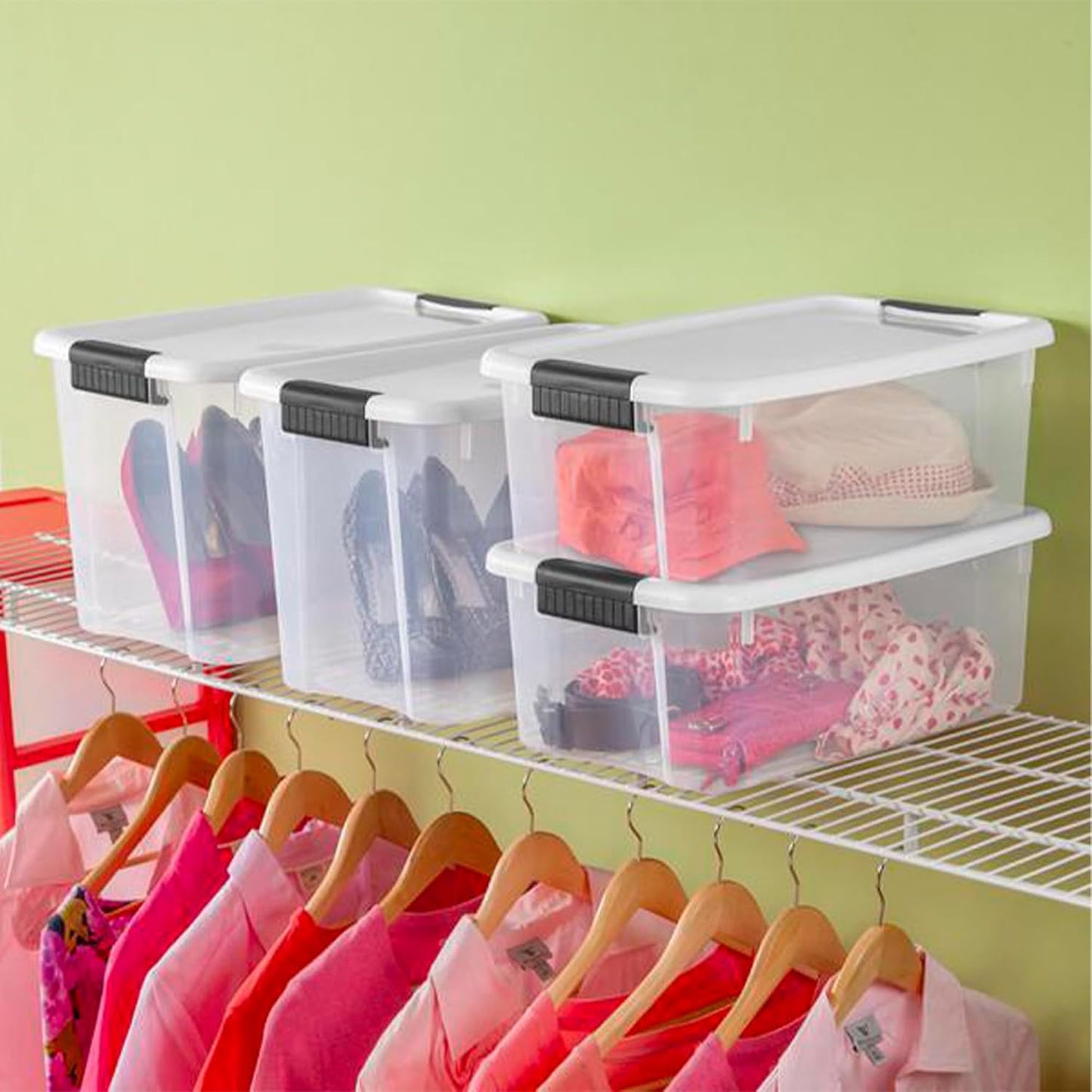 Sterilite Clear Plastic Storage Containers - Stackable 30 Quart & 18 Quart Bins with White Latching Lid | Organizing Solution (6 Pack)