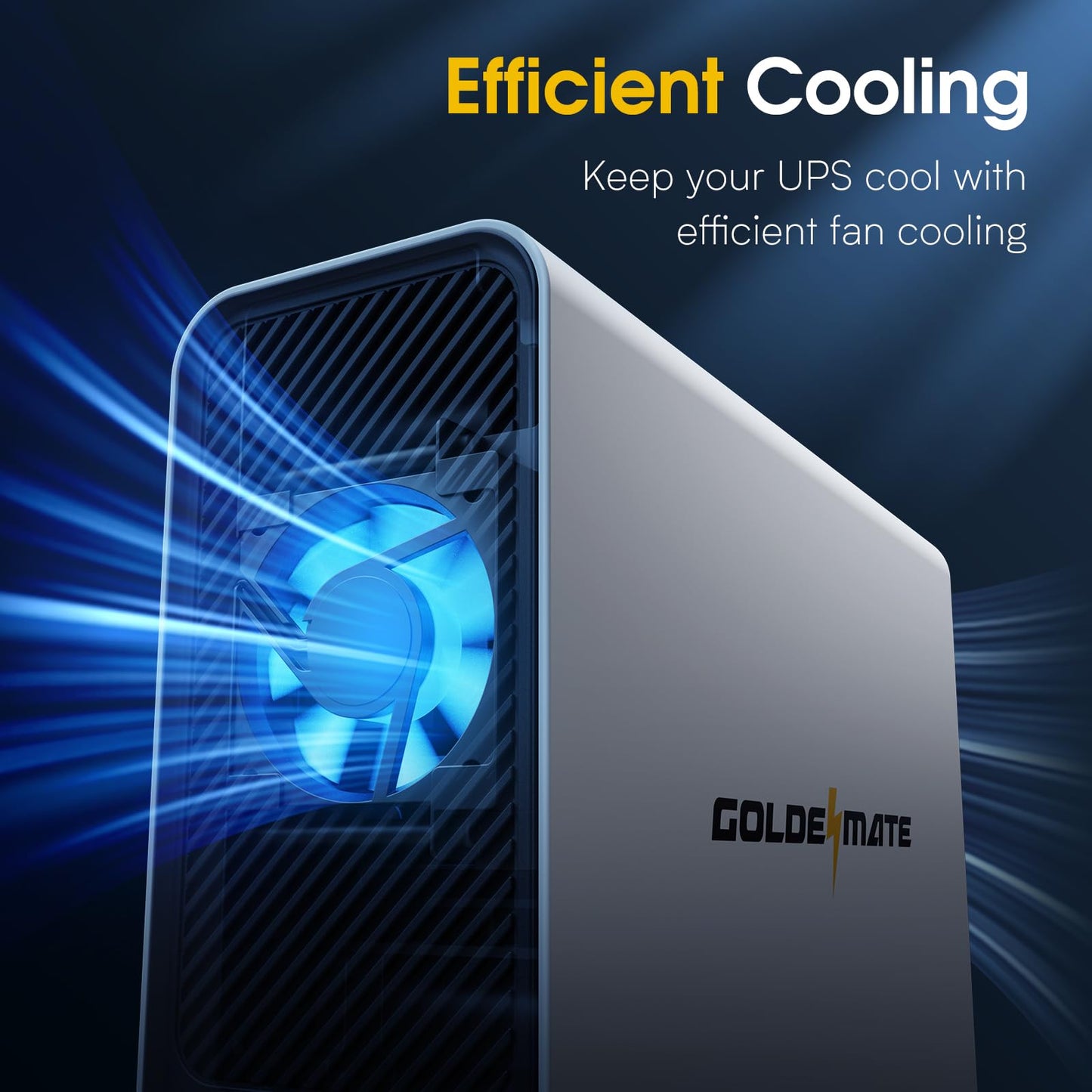 GOLDENMATE 1000VA/800W Lithium UPS Battery Backup and Surge Protector, Sinewave UPS System with LiFePO4 Battery(230Wh), Updated Pro Ver. with USB Communication Port, 8 Outlets, LCD Display, White