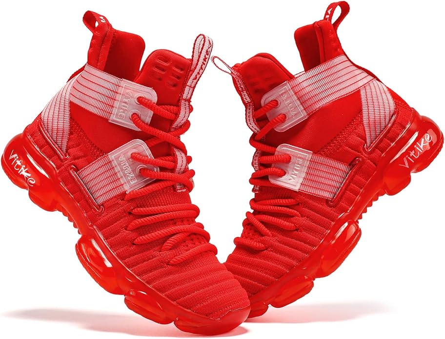 VITUOFLY Kids Basketball Shoes Boys Air Cushion Sneakers Girls Mid Top School Hoops Shoes Non-Slip Outdoor Sports Running Gym Comfortable Durable Little Kid/Big Kid