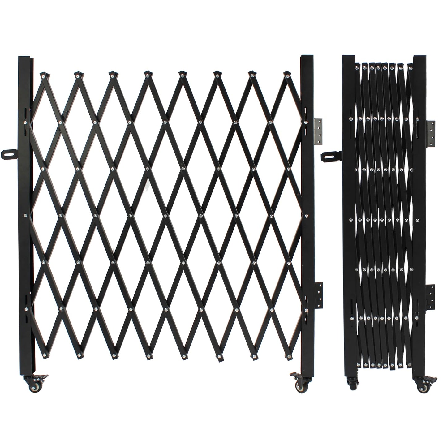 POHADR Single Folding Security Gates, Outdoor Security Scissor Gate 72" W x 50" H Accordion Gate, Metal Expandable Door with 360°Rolling Expanding Security Gate for Courtyards, Garages, Gardens