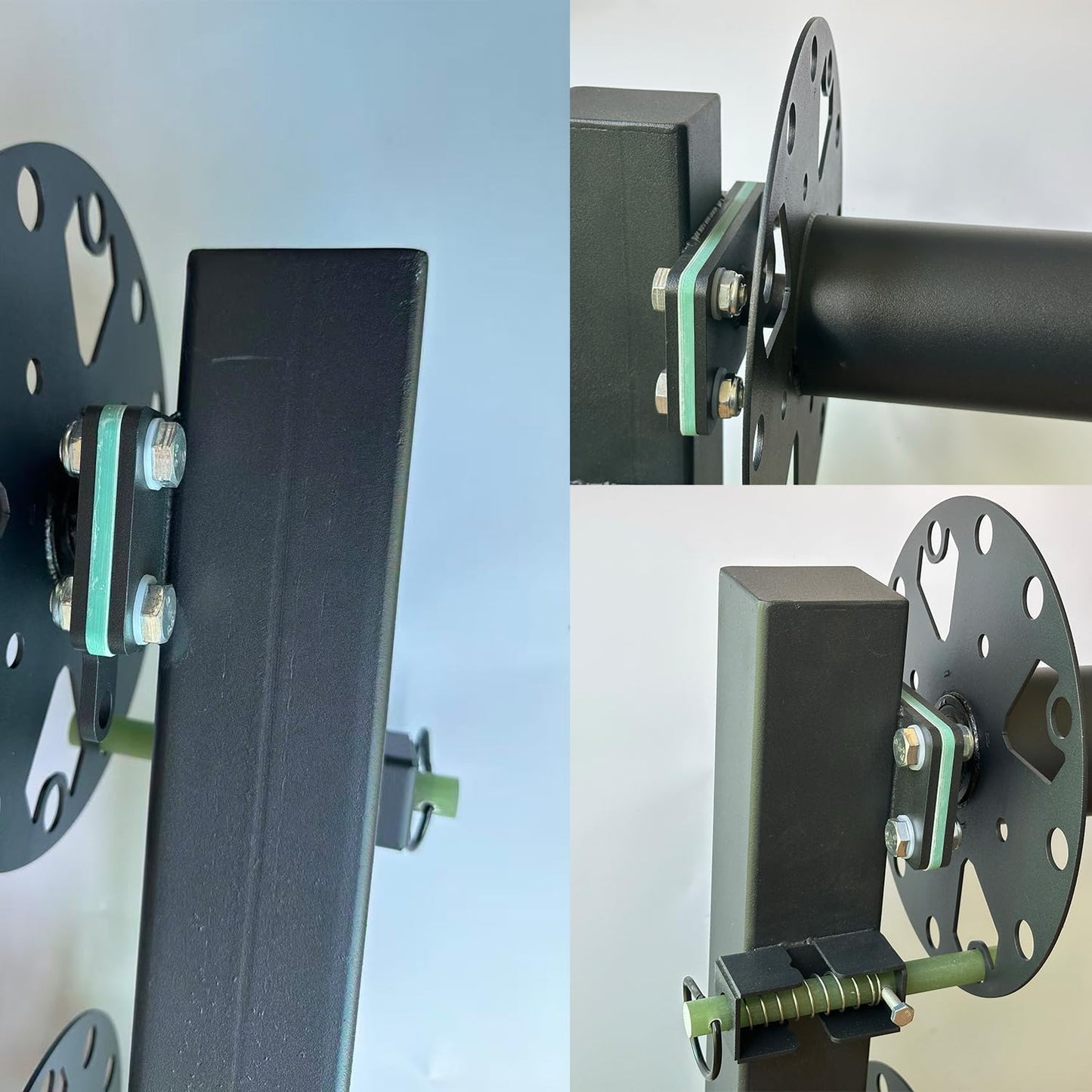 Heavy Duty Double Welding Cable Lead Reel, 10" Lockable with FR4 Fiberglass Rod, 10° Tilting Fixed Base, Carbon Steel Construction Holds 150FT 1/0 & 125FT 2/0 Cables for Industrial & Truck Use