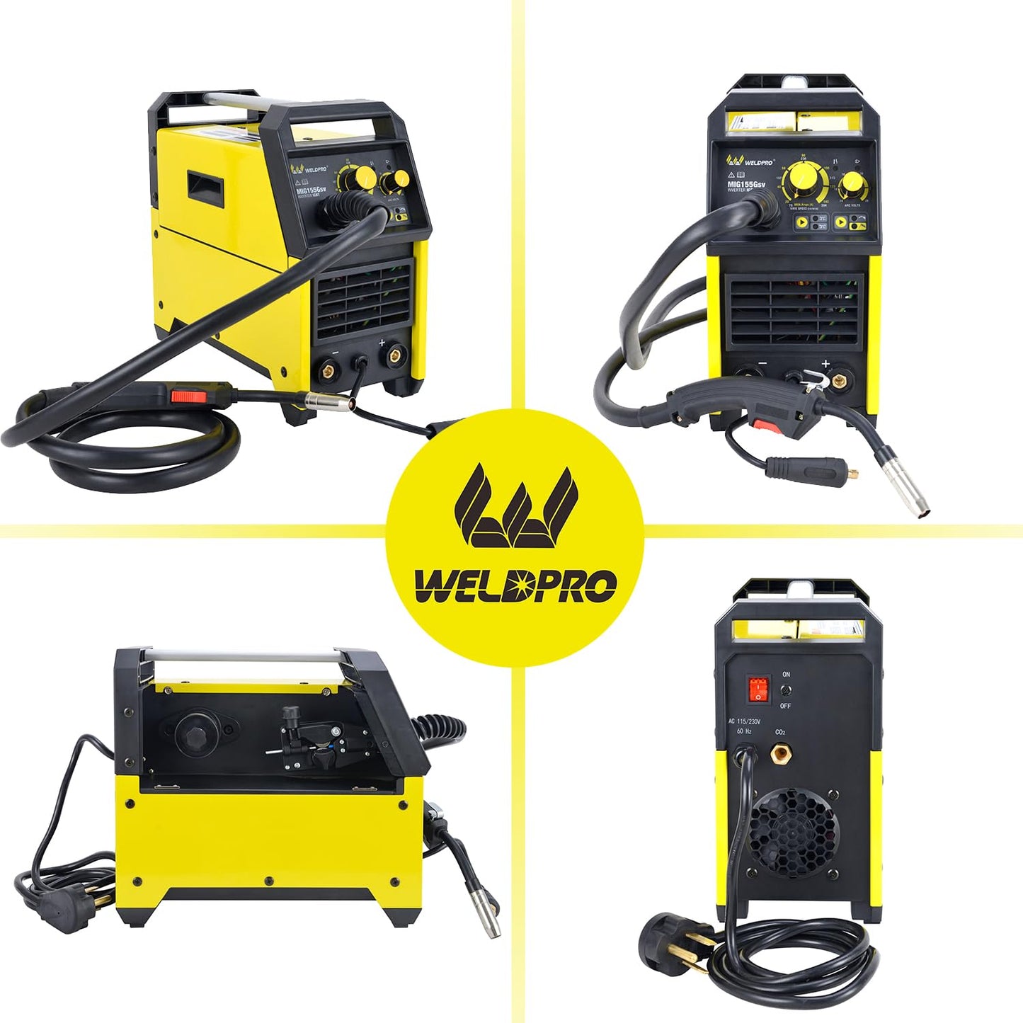Weldpro 155 Amp MIG Welder, 110V/220V 3 in 1 Welding Machine, Flux Core MIG/Gas MIG/MMA/Stick Welder, Welder Machine with Synergy, IGBT Inverter Portable Welder Equipment for Beginner