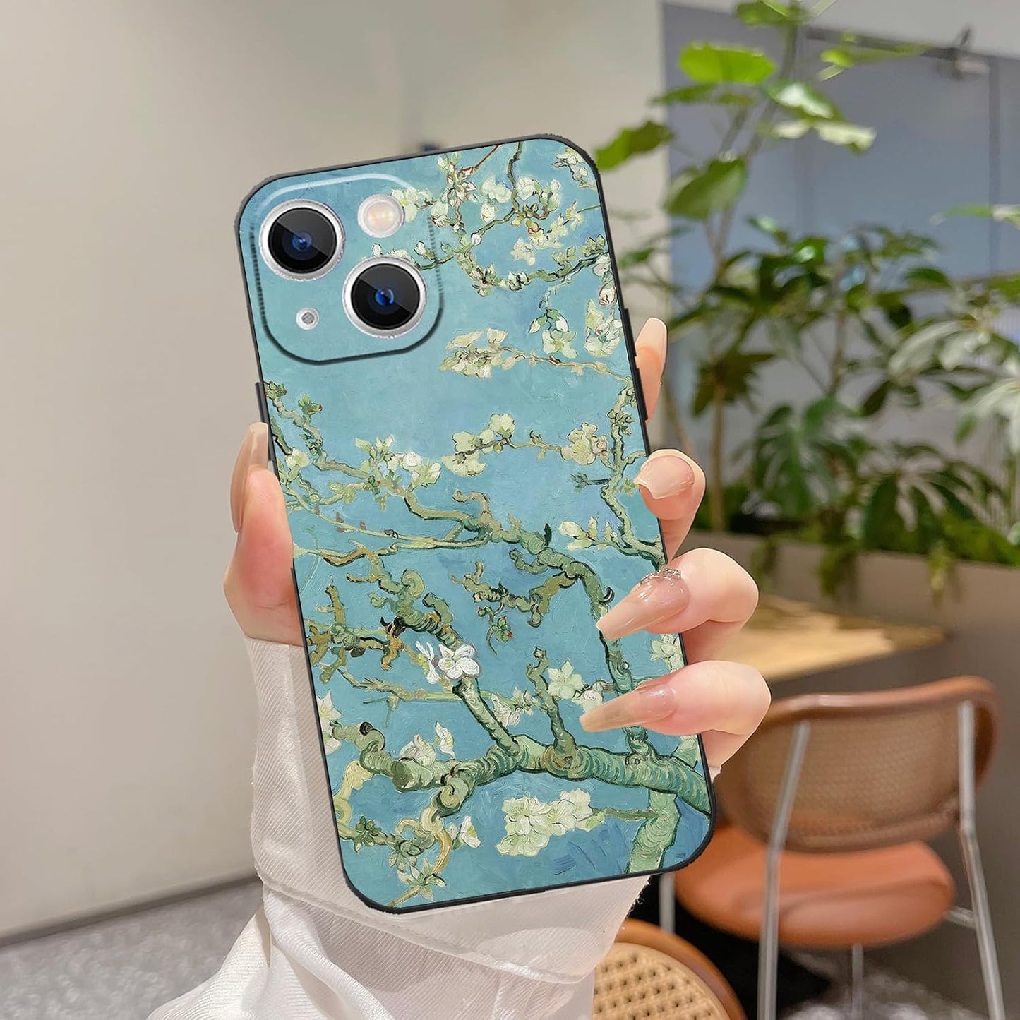 Avistinz 14 for iPhone Case Cute Aesthetic Retro Floral Van Gogh Almond Blossom Phone Case with Nature Plants Art