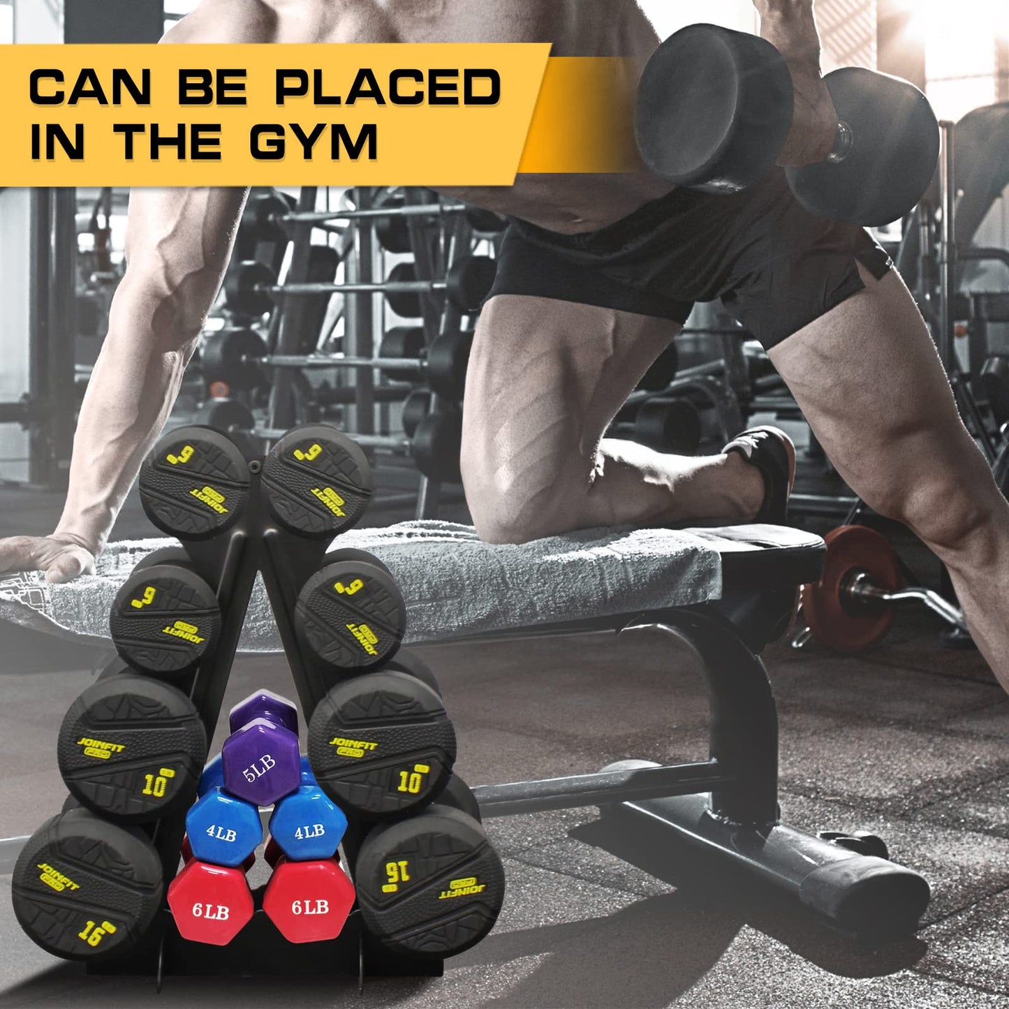 Dumbbell Rack 4 Tier Weight Rack for Dumbbells Compact Dumbell Rack Stand Only for Home Gym Weight Stand, (Rack ONLY)