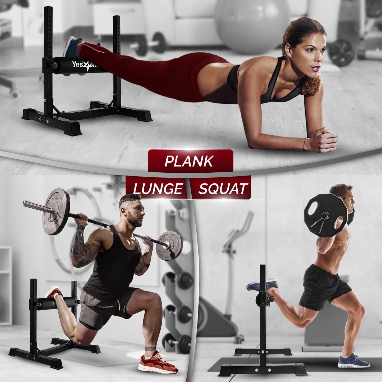 Yes4All Bulgarian Split Squat Stand, Single Leg Squat Roller, Single Squat Stand for Squats, Leg Lunges, Bodyweight Training