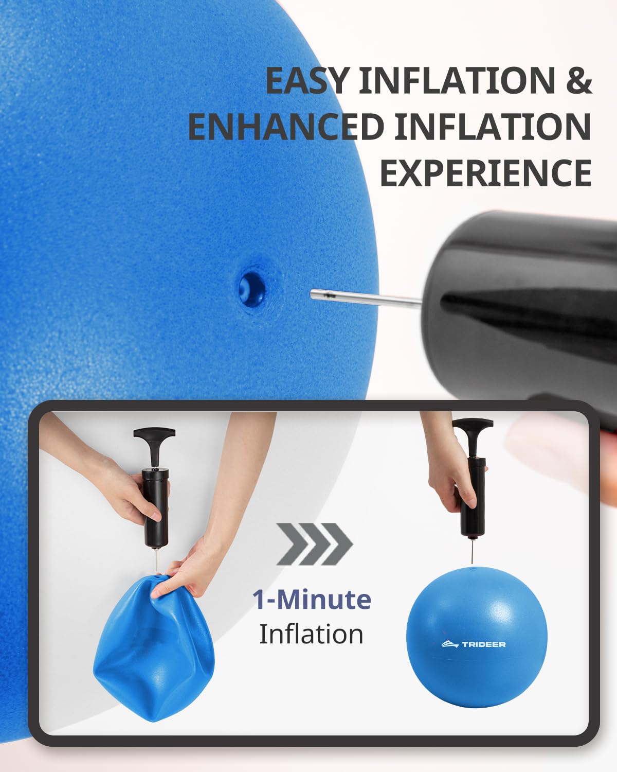 Trideer Pilates Ball 7-8 in with Pump, Small Exercise Therapy Ball for Yoga, Barre, Core Strength, AB Workouts, Physical Therapy