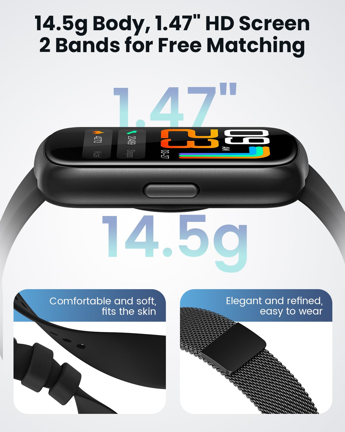 DEKELIFE Fitness Trackers,Smart Watches for Men Women with 24/7 Heart Rate/Sleep Monitor, Fitness Watch with IP68 Waterproof, Health Activity Trackers for Android and iPhone Carbon Black
