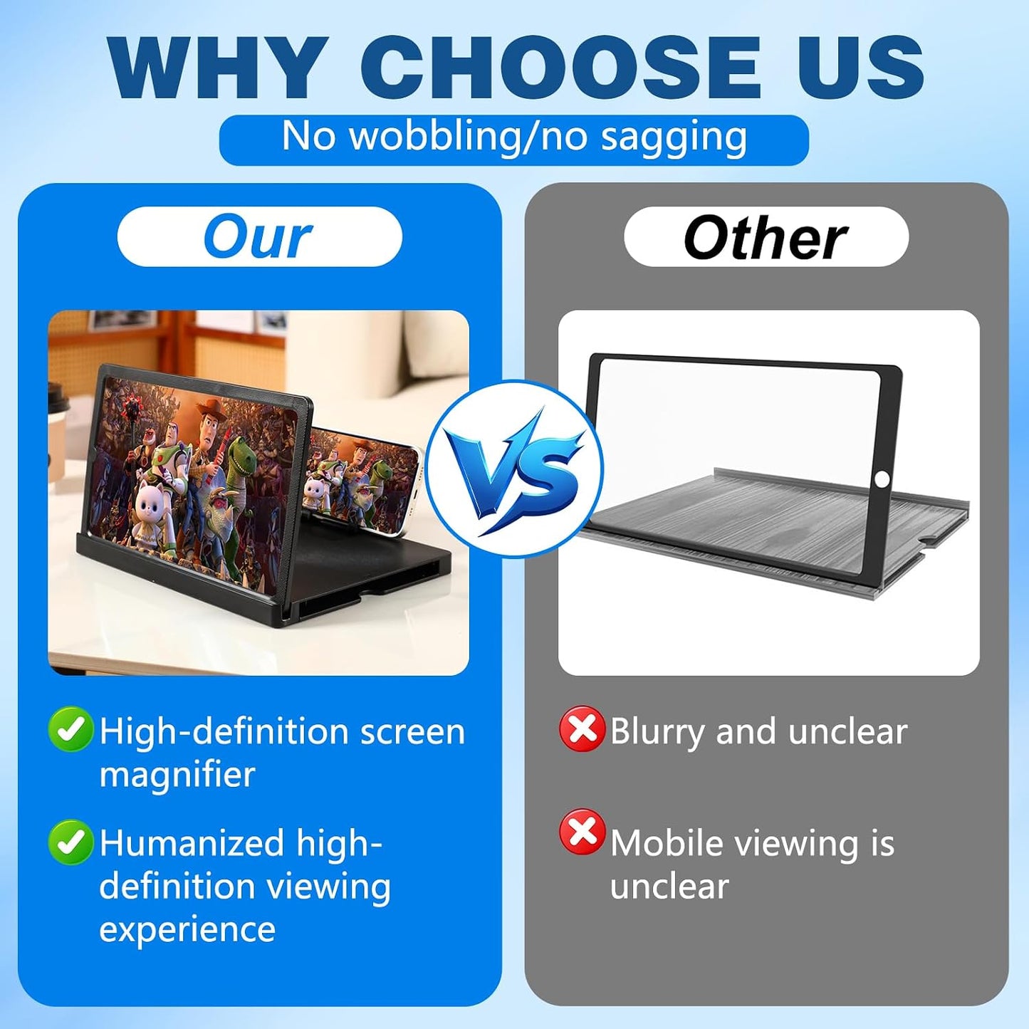 3D (12-Inch) Screen Magnifier for Cell Phone, HD Screen Magnifier Projector Screen Enlarger for Movies, Videos