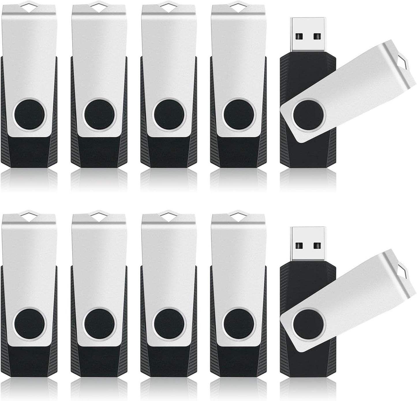 MECHEER 4GB 10 Pack, USB Flash Drive Swivel Memory Stick Thumb Drives with Lanyards, Portable Photo Stick Jump Drives