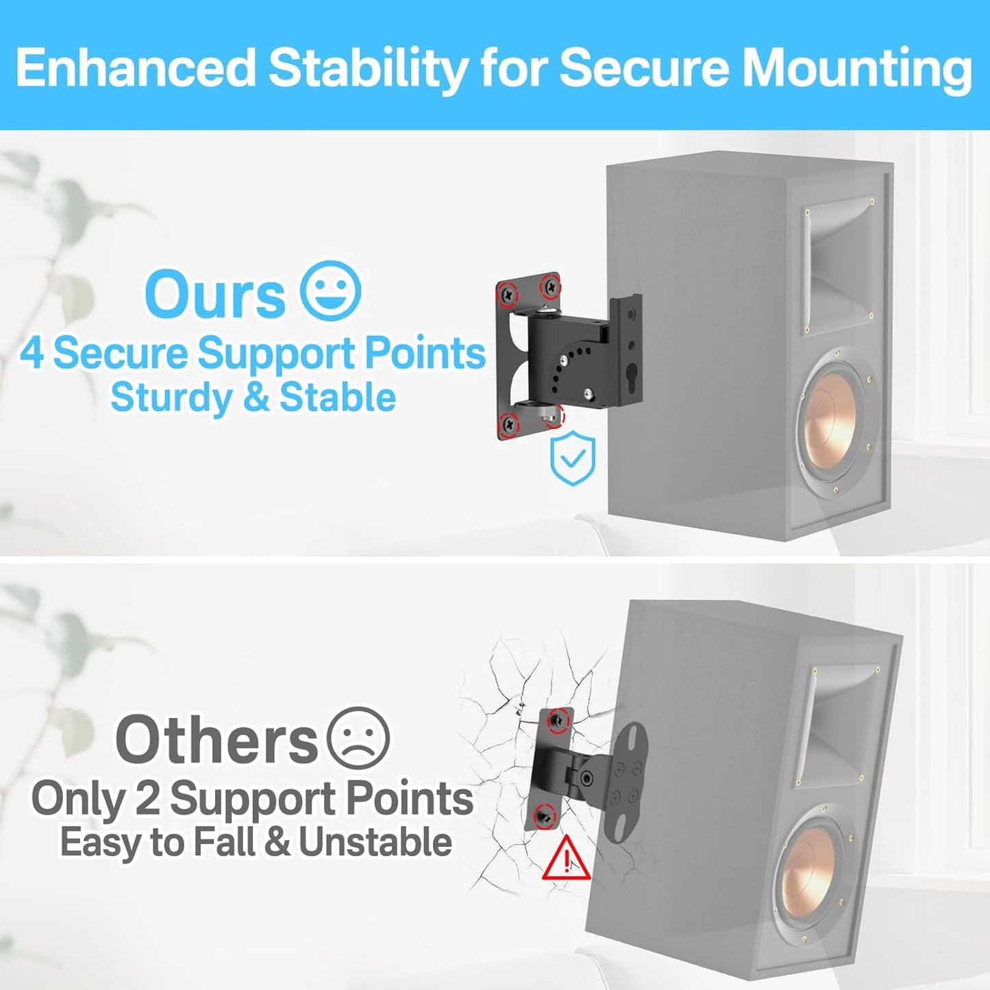 Rimous 30lbs, 2 Pack Metal Universal Speaker Wall Mount for Surround Sound Speaker Mounts - Swivel & Tilt Adjustable