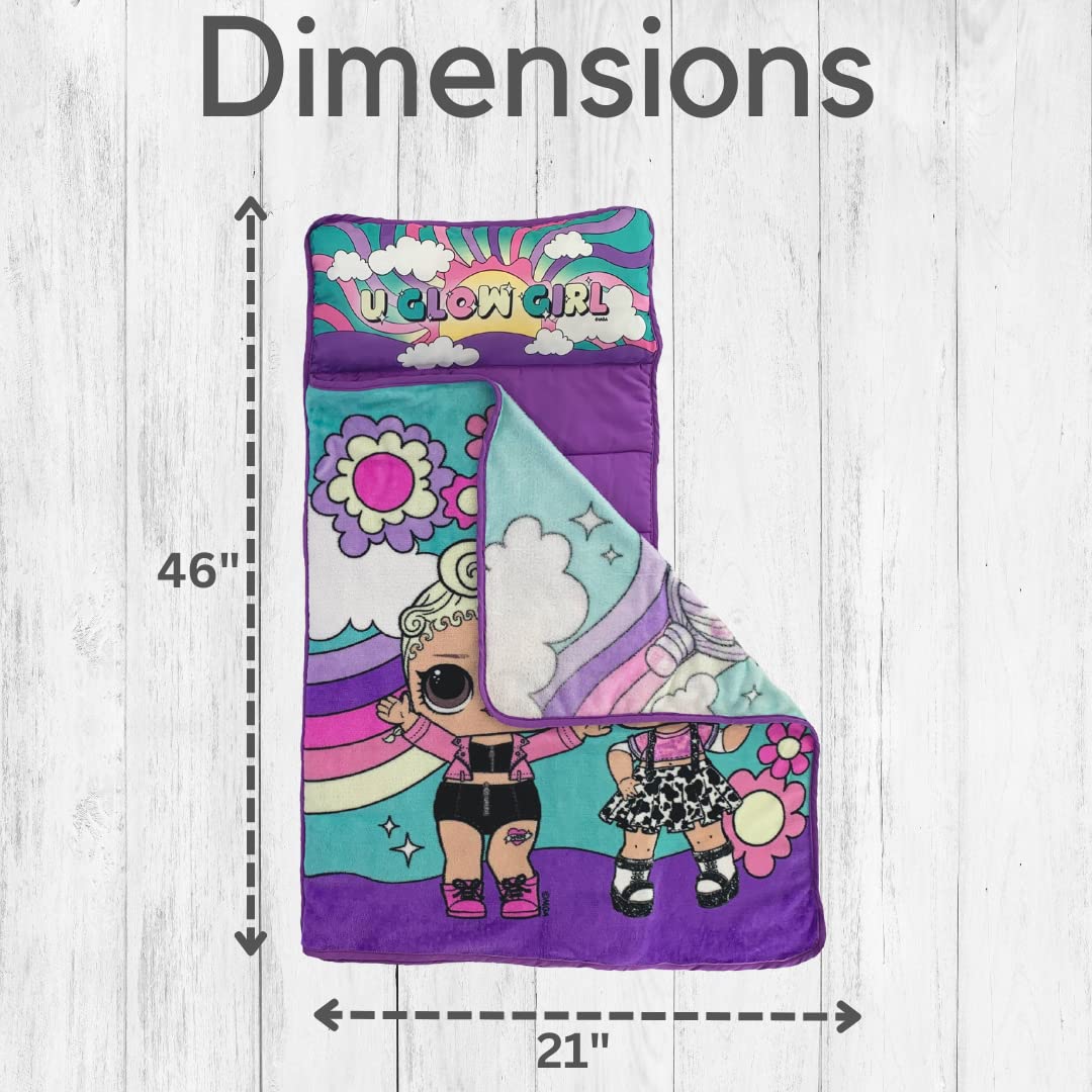 LOL Surprise! 24"(W) X 45"(L) Soft Toddler Nap Mat with Pillow and Blanket Perfect for Preschool, Daycare, and Travel (100% Official Licensed Product)