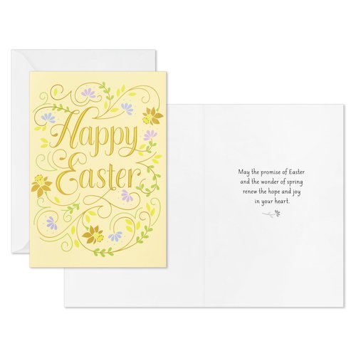 Hallmark Vintage Easter Cards, Pastel Yellow (40 Cards with Envelopes)