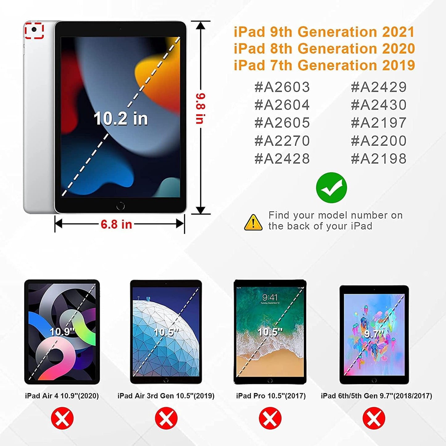 BMOUO 9th/8th/7th 10.2" 2021/2020/2019, Kids Case for iPad Generation, with Built-in Screen Protector, Shockproof