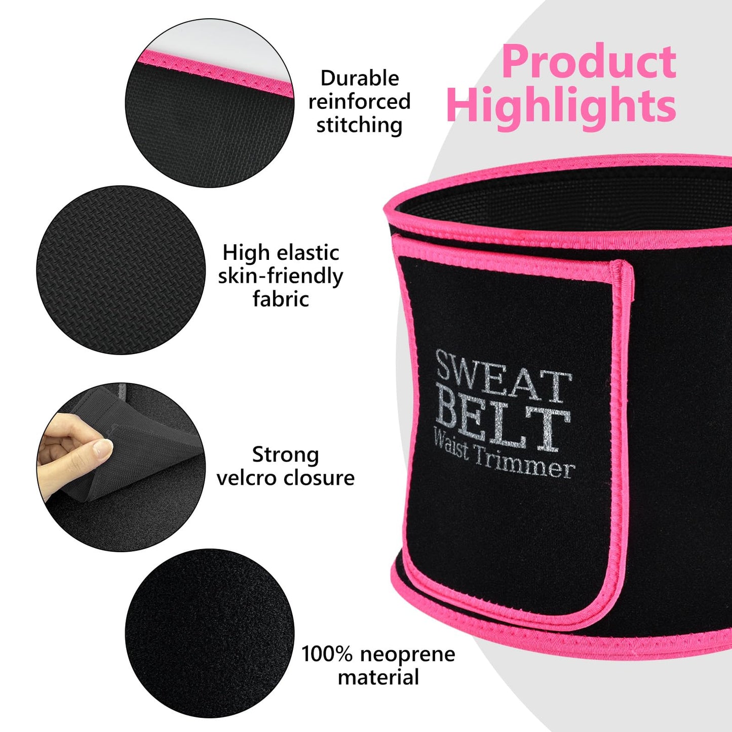 AMZBOSS Waist Trainer for Women Lower Belly Fat, Waist Sweat Band for Women, Belly Band Sweat Belt, Stomach Wrap with Pocket (Pink, Medium)