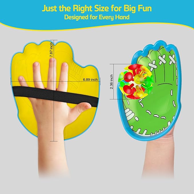 punkdog LED Toss and Catch Ball Game Set - 1 LED and 1 Regular Suction Cup Ball with 2 Easy-Grip Gloves - Beach Sports Toys for Kids - Outdoor Games for Backyard or Park - Christmas for Kids
