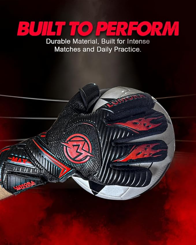 Goalkeeper Gloves-Professional Negative Cut Goalie Gloves with Contact Max Grip, 4mm Foam Padding & Airprene Backhand| No Finger Save, All-Weather Performance. Sizes (7-10)