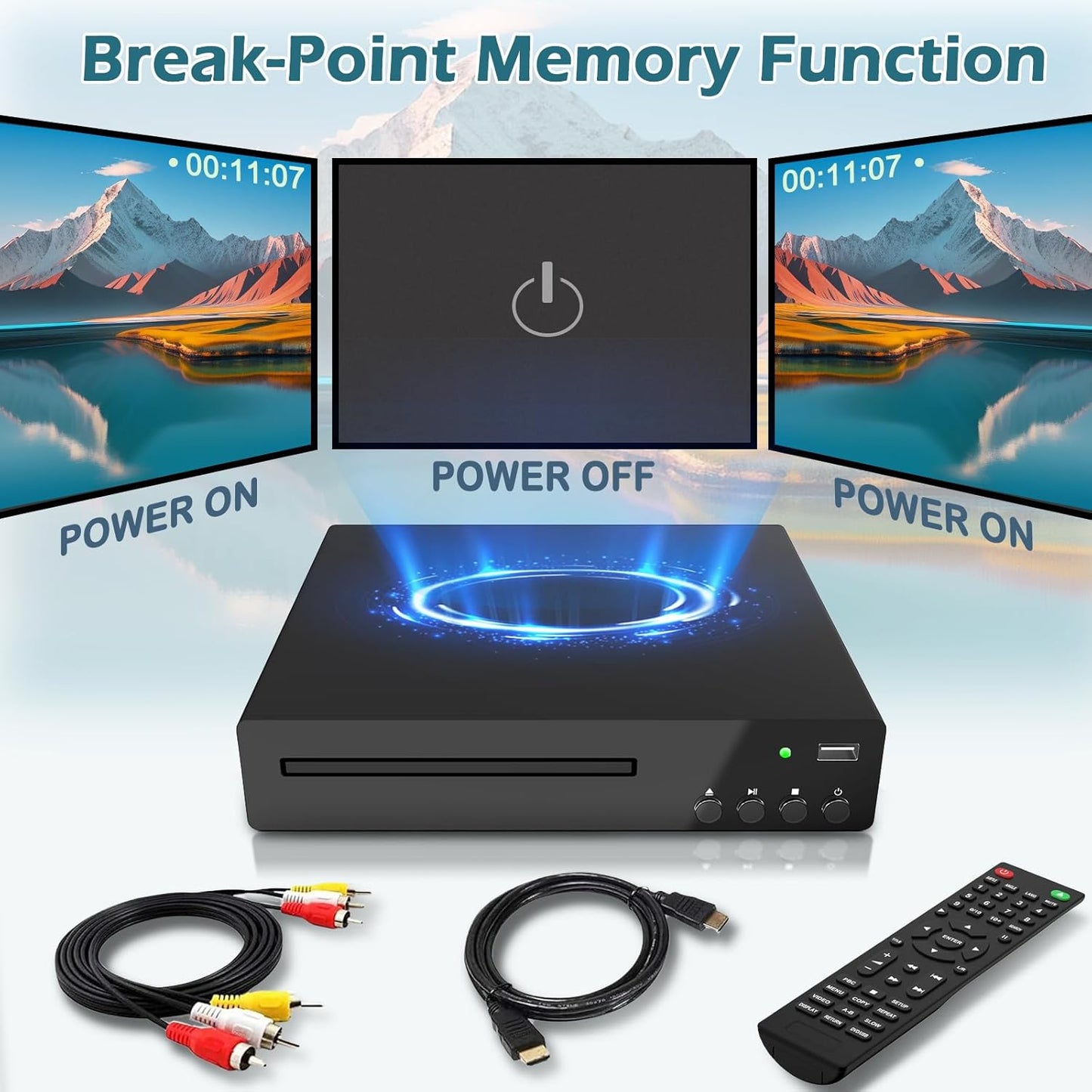 Delleson 1080P Region Free DVD Players for Smart TV All Region DVD Player with USB Input, Compact CD DVDs Players
