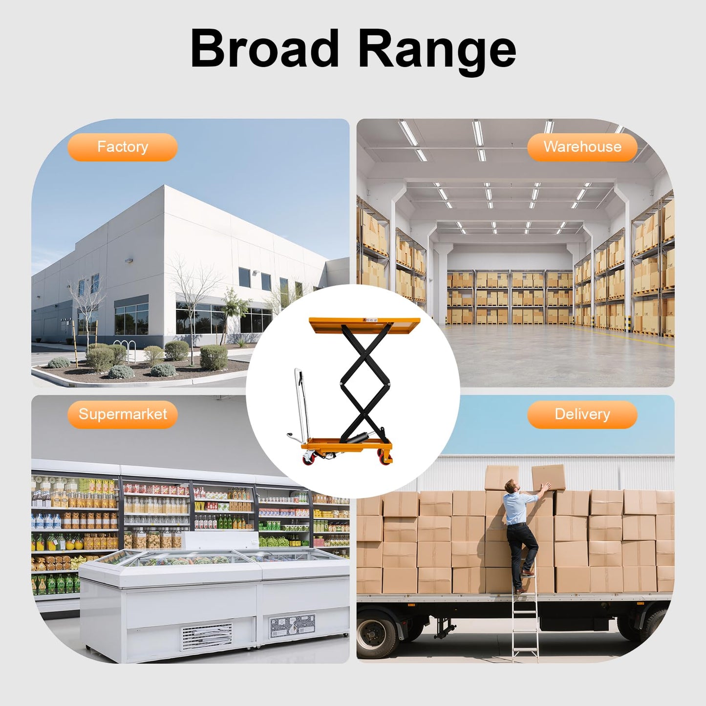 Hydraulic Lift Table Cart,700lbs Capacity, 49.6in Lifting Height, Single Scissor Hydraulic Lift Table with Less Noise Locking Wheels, Lifting Devices for Material Handling and Transportation