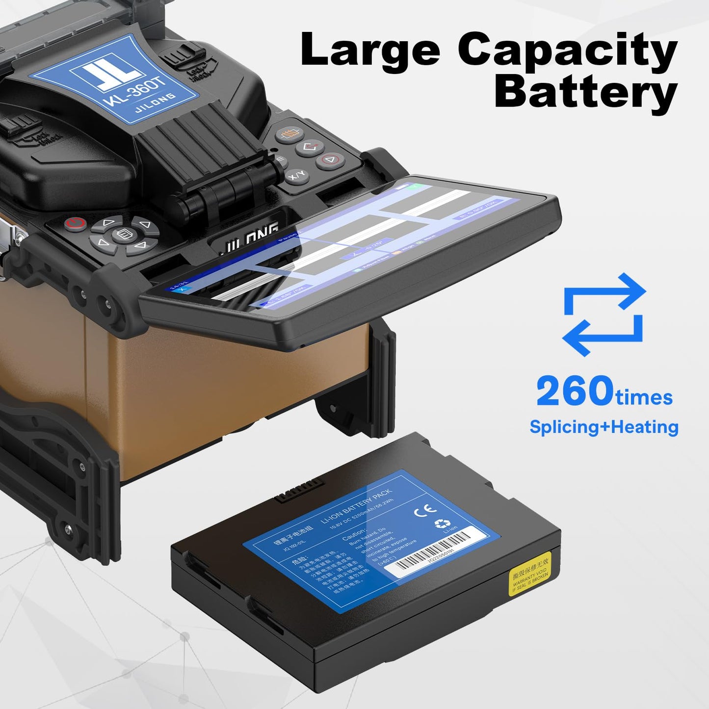 JILONG Optic Fiber Fusion Splicer KL-360T Truck Fusion Splicer 6 Motors Core Alignment 6s Splicing 16s Fast-Heating with Low Splicing Loss 0.01dB, Fiber Splicing Kit with Stripper FTTH Cable Tester