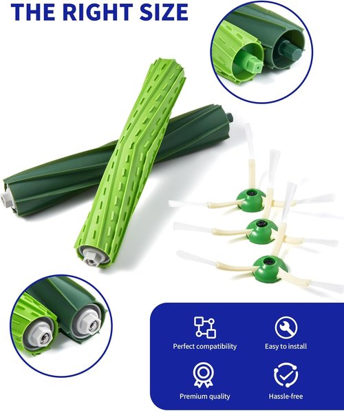 iRobot Replacement Parts - Dual Multi-Surface Rubber Brushes & HEPA Filters for E, I, J Series | Combo i5, j5