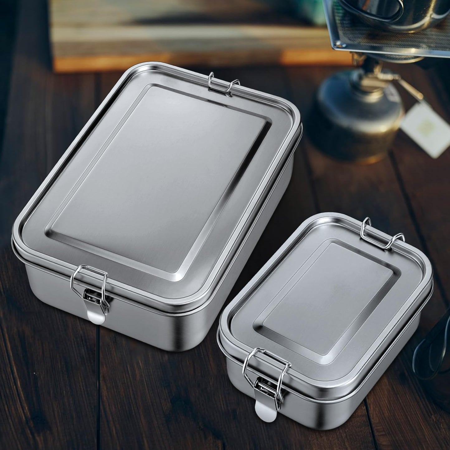 Leonyo 18/10 Stainless Steel Bento Box 28oz, 850ml Metal Lunch Box with Removable Divider, 3 Compartments Stainless Steel Food Snack Lunch Containers for Woman Man, Leak-Proof, Dishwasher Safe