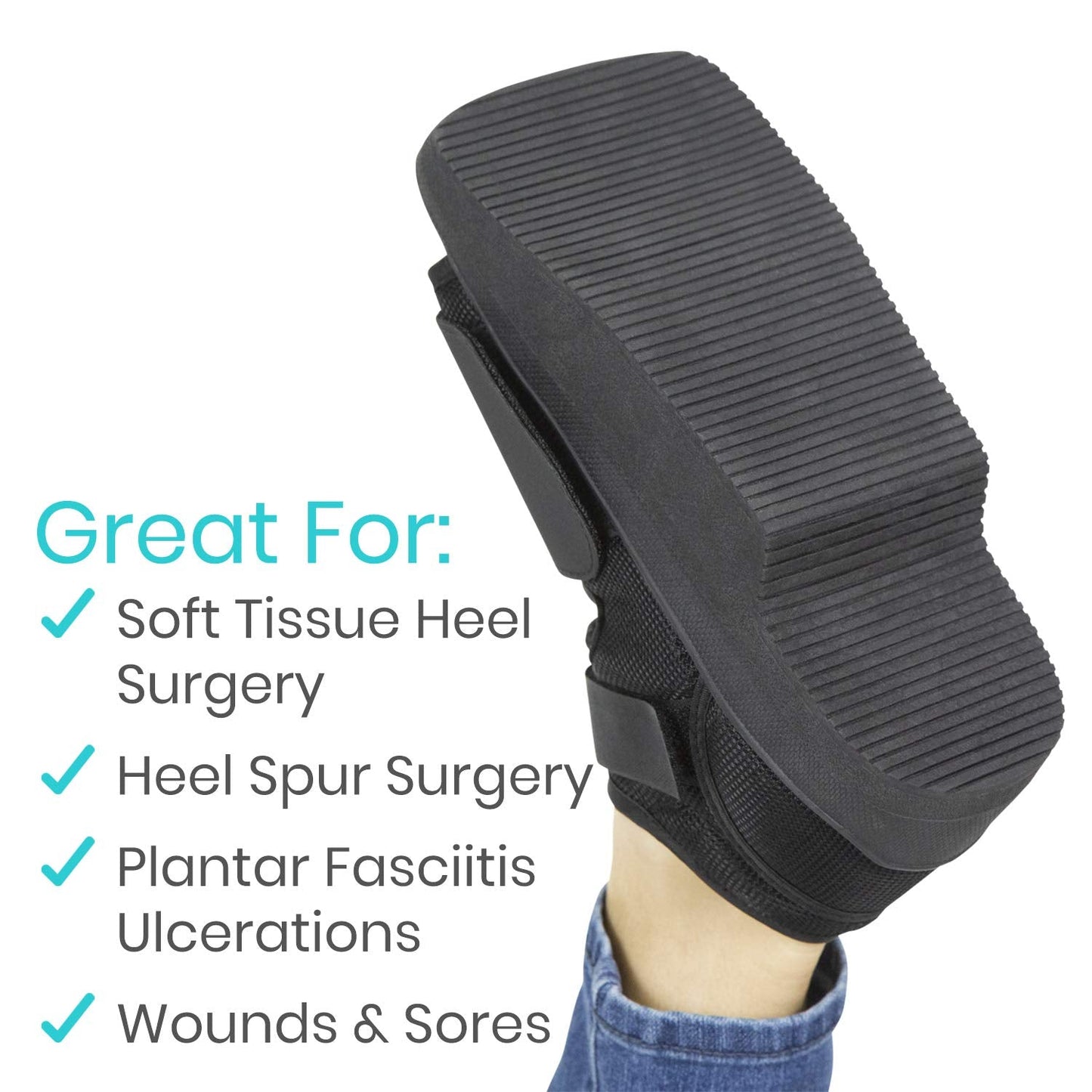 Vive Wedge Post-Op Shoe - Offloading Boot for Heel or Ankle Pain - Medical Foot Recovery for Bone or Soft Tissue Surgery, Fracture, Plantar Fasciitis, Ulcerations, Feet (Medium)