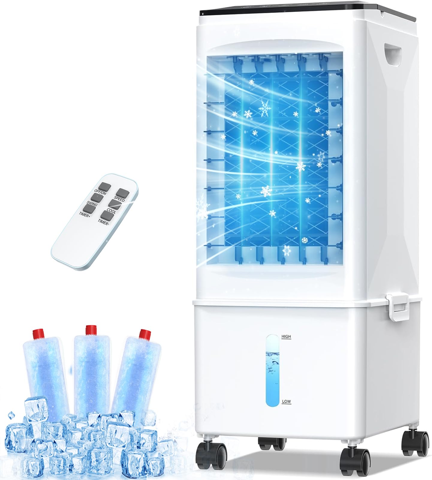 Portable Air Conditioners, [9.5L large Water Tank], 3-in-1 Evaporative Air Cooler for Room, Fast Cooling Portable AC Unit w/7H Timer/Remote, 3 Speeds, Quiet Swamp Cooler for Bedroom Office