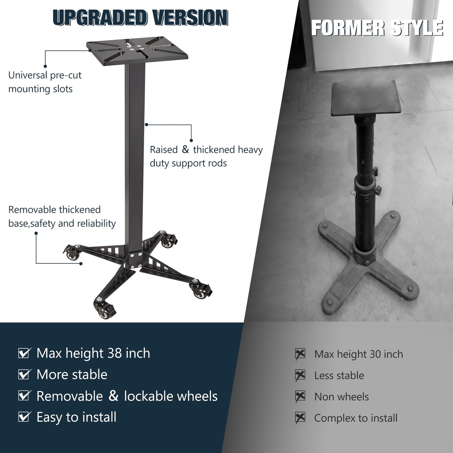 Krimocy Bench Grinder Stand, Mount Vise and Grinder Stand Pedestal with 9.85" x 8.66" Mounting Plate, Compatible with Most Bench Grinders