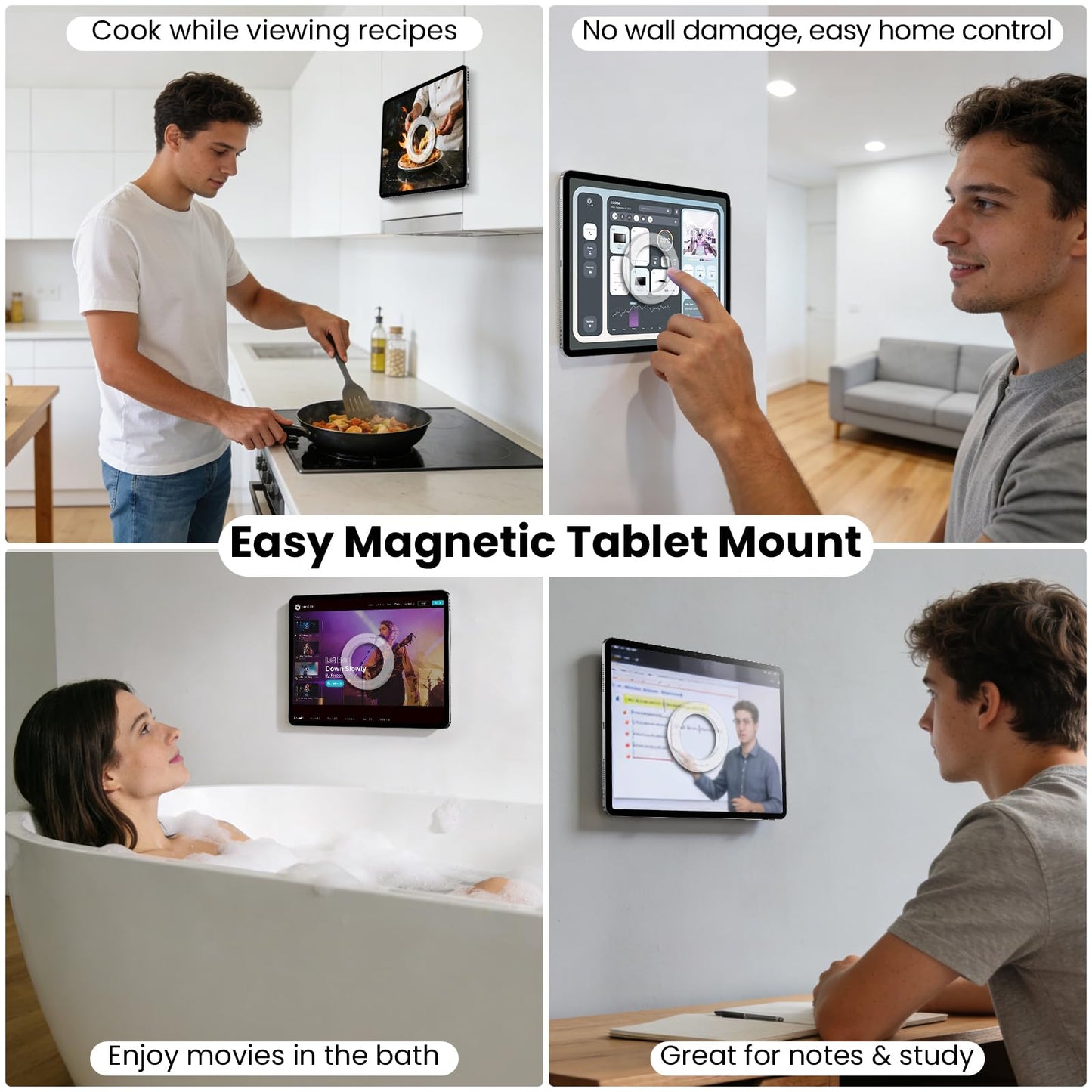 Nillkin for iPad Wall Mount, Magnetic Shower iPad Holder Waterproof, Magnetic Tablet Holder for Car, Magnetic iPad Mount for Kitchen, iPad Fridge Mount, Bathroom, Gym, Office, Set Version, White ﻿