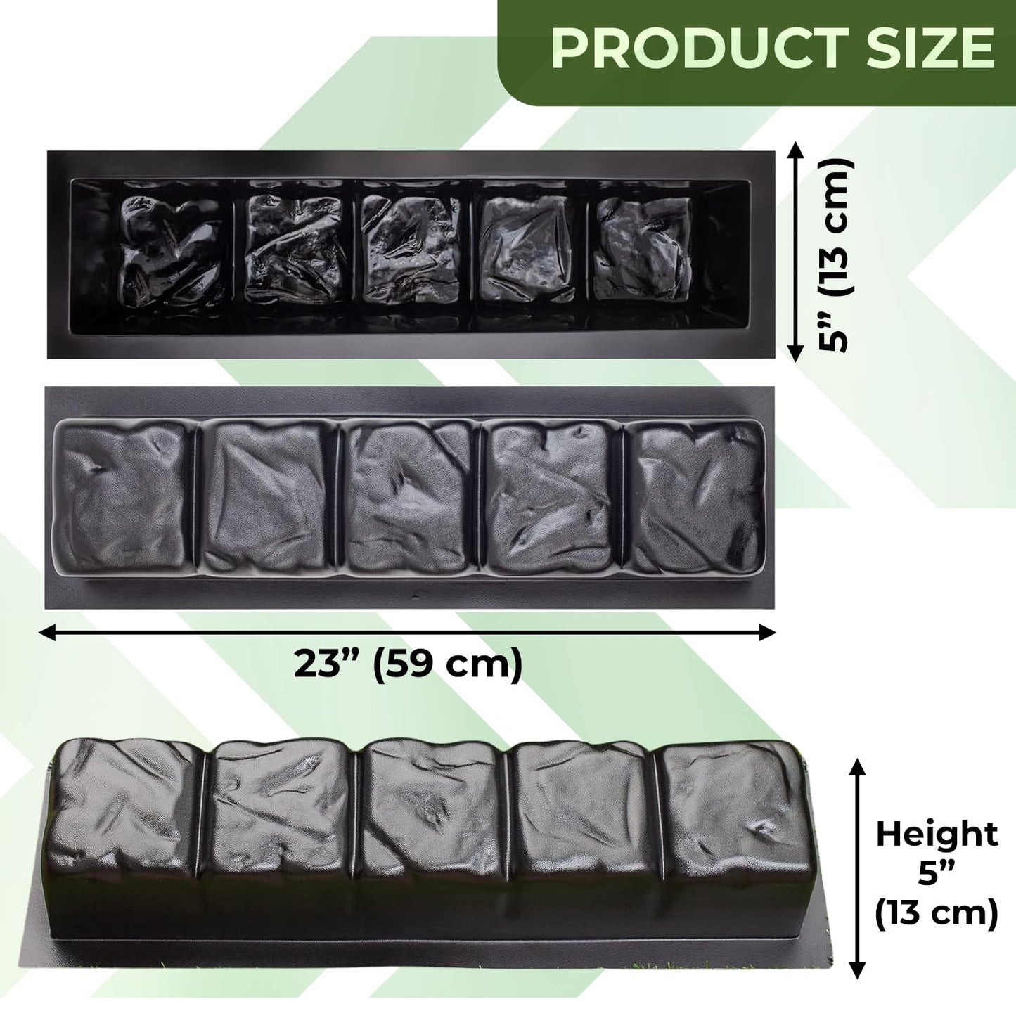 BETONEX 2 pcs 23.34 inch Straight Edge Stone Concrete Mold Plastic ABS 2mm Cement Molds - Concrete Edging Molds - Landscape Edging Mold Precast Casting Log Stone Border Stampcrete Concrete Mold