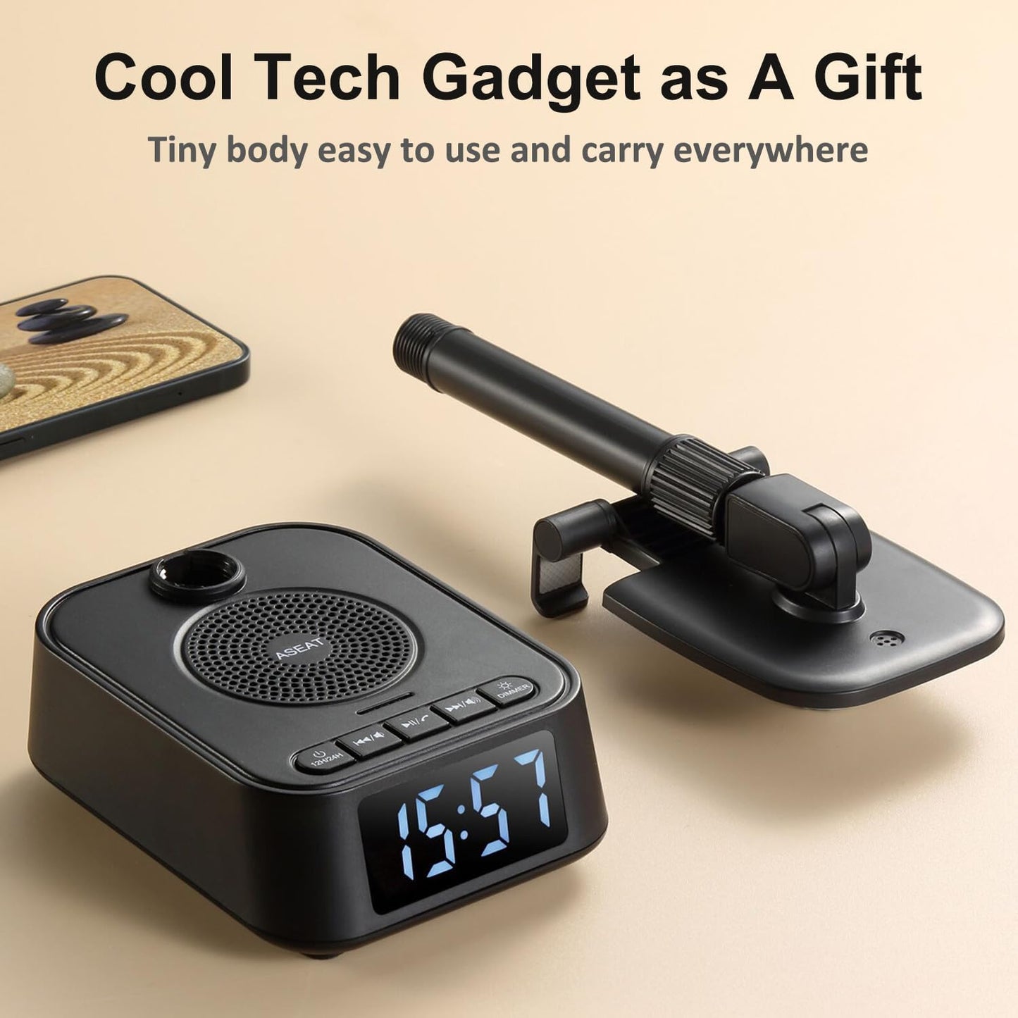 ASEAT Gifts for Men Women, Adjustable Phone Stand Bluetooth Speaker, Birthday Gifts Him Husband, Phone Holder