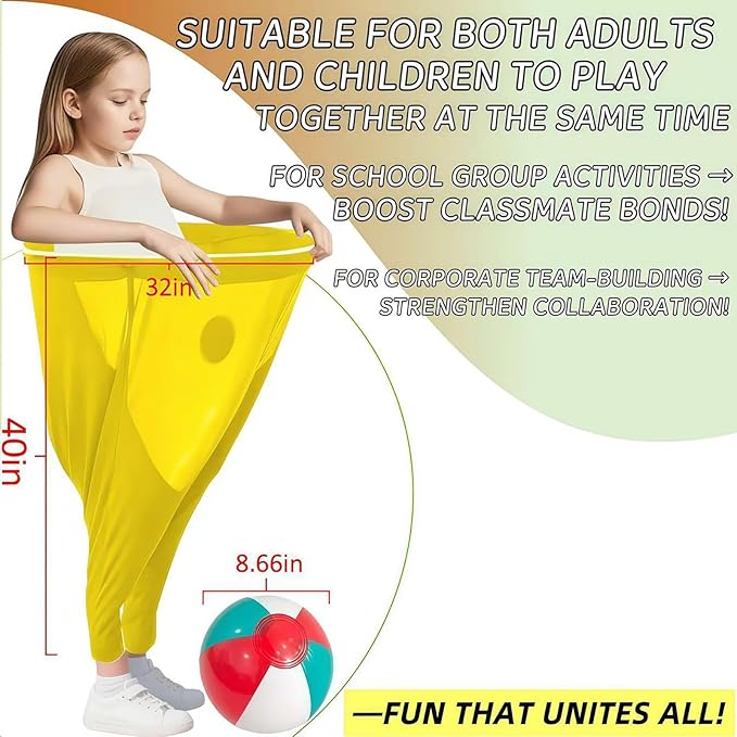 Giant Granny Pants Toss Game Set - Funny Outdoor Party Game with 1 Pair of Giant Pants, 6 Bouncy Balls & Air Pump - Hilarious Fun for Backyards, Families, Adults, Reunions & Team Building
