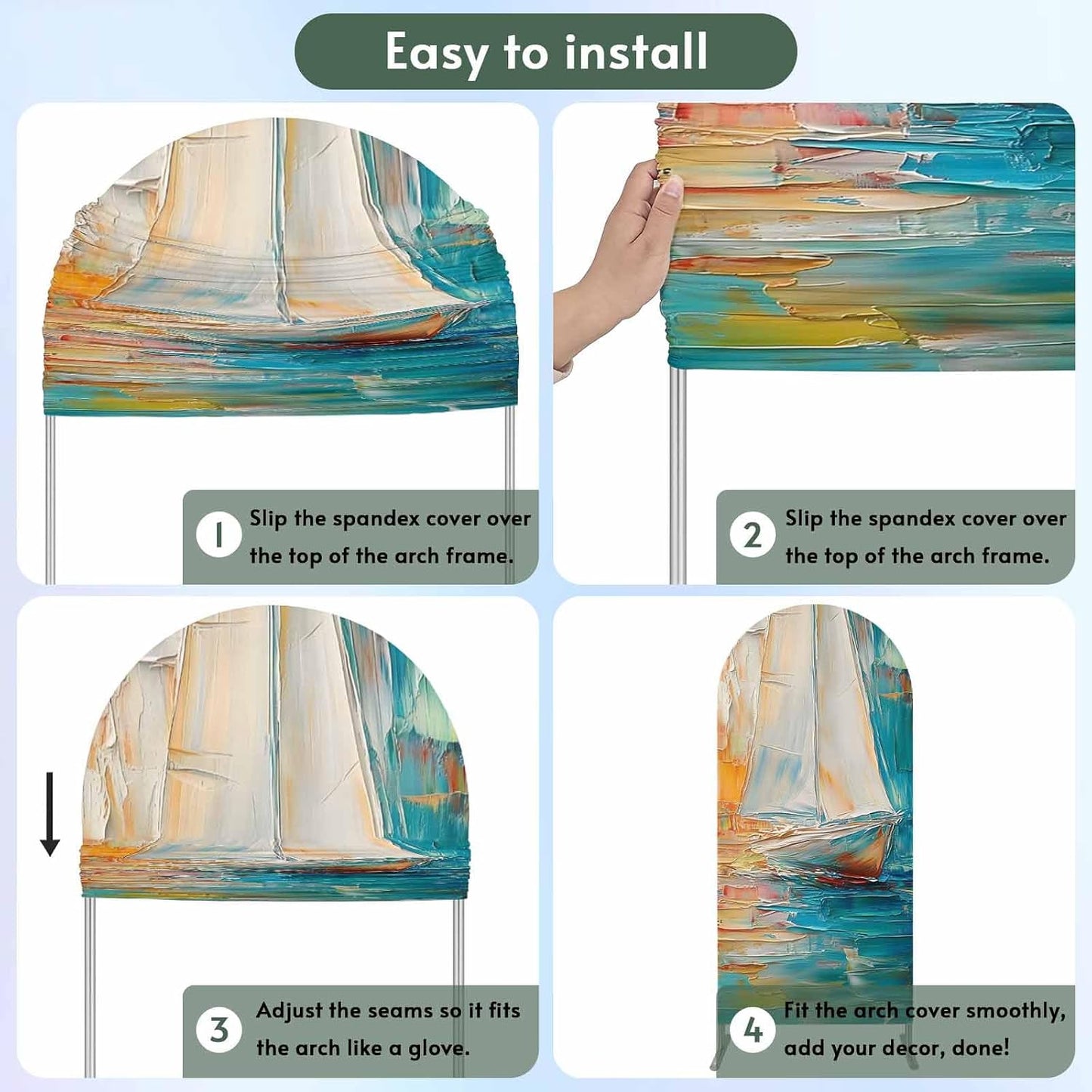 Jnbasdffb 6.6 Colorful Ship Wedding Arch Cover,Stretchy Spandex Arch Backdrop Stand Covers FT,Modern Abstract Art Ombre