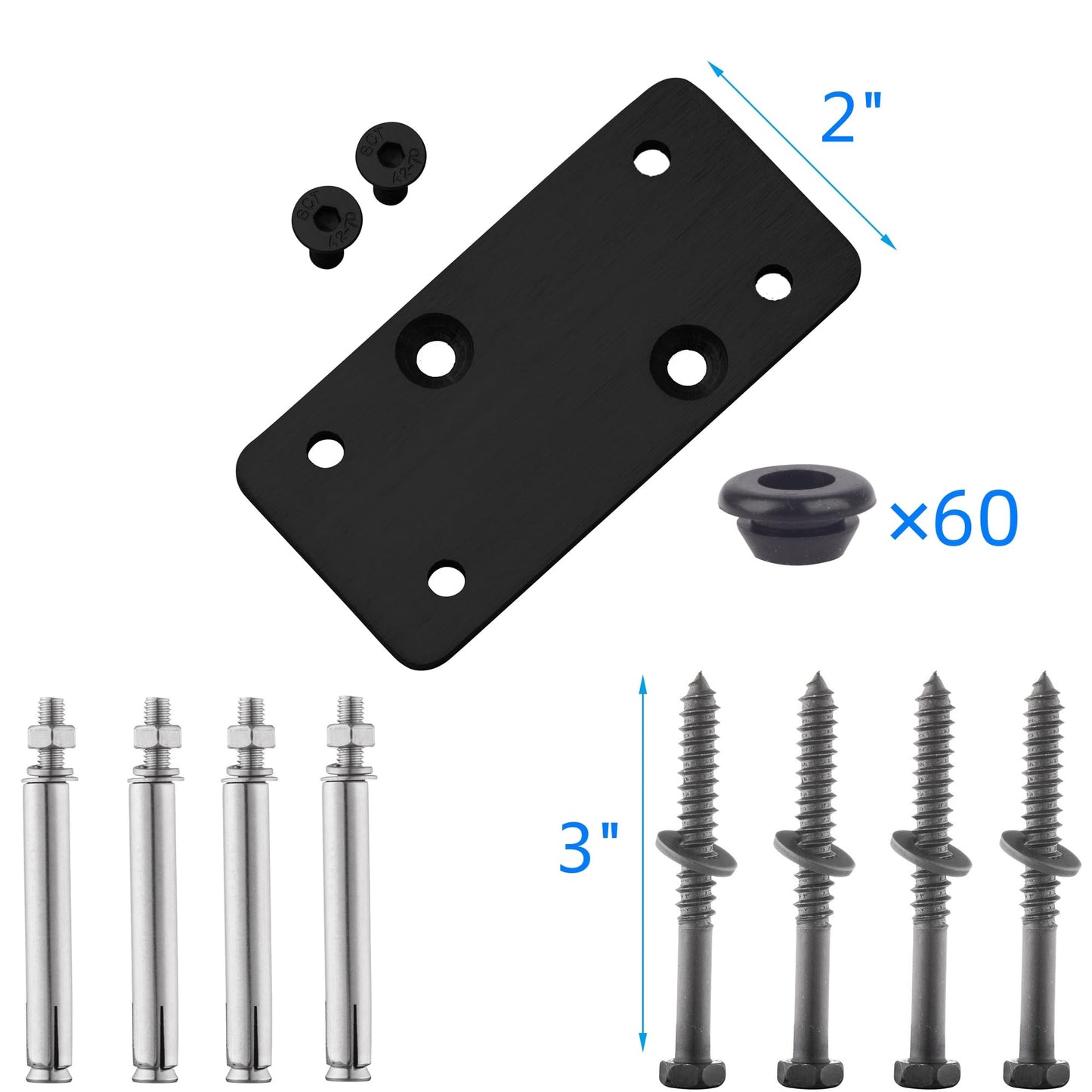 Senmit Cable Railing Post - Stainless Steel Square Fence Post for Deck Cable Railing System (36" Level-drilled-4 Pack, Black)