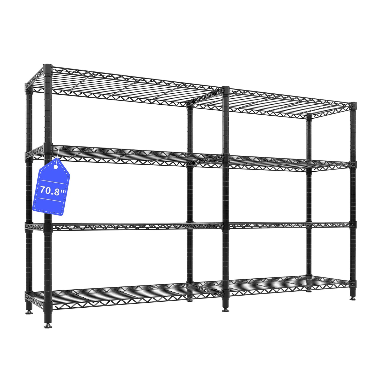 MilleLoom Metal Storage Shelves 4-Tiers, 60" H Wire Shelving Units Heavy Duty 265LBS Loads per Shelf, Adjustable Standing Wire Rack Shelf, for Home Office Pantry Room Basement,71" W x 15.7" D
