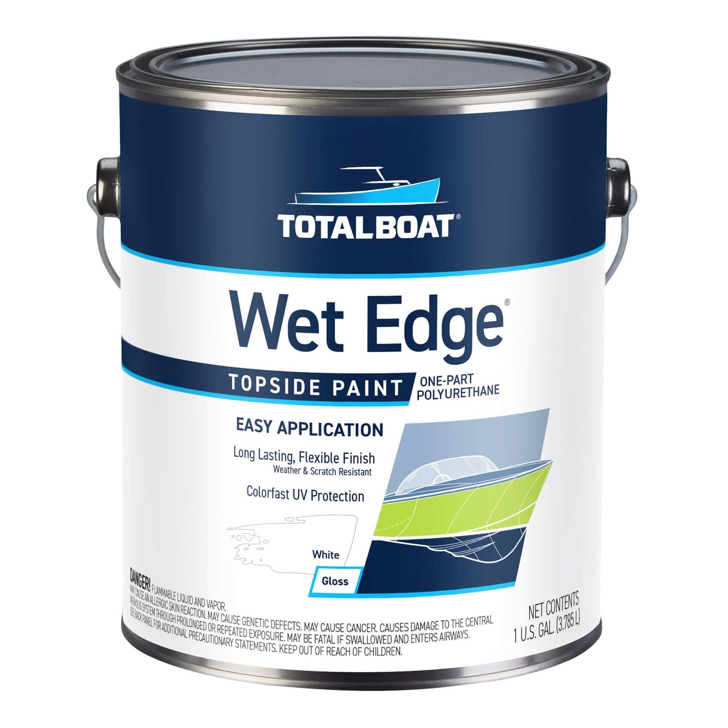 TotalBoat Wet Edge Topside Marine Paint Premium Polyurethane Coating for Boats, RVs, Exterior Trim, Fiberglass, Metal, and Wood (White, Gallon)
