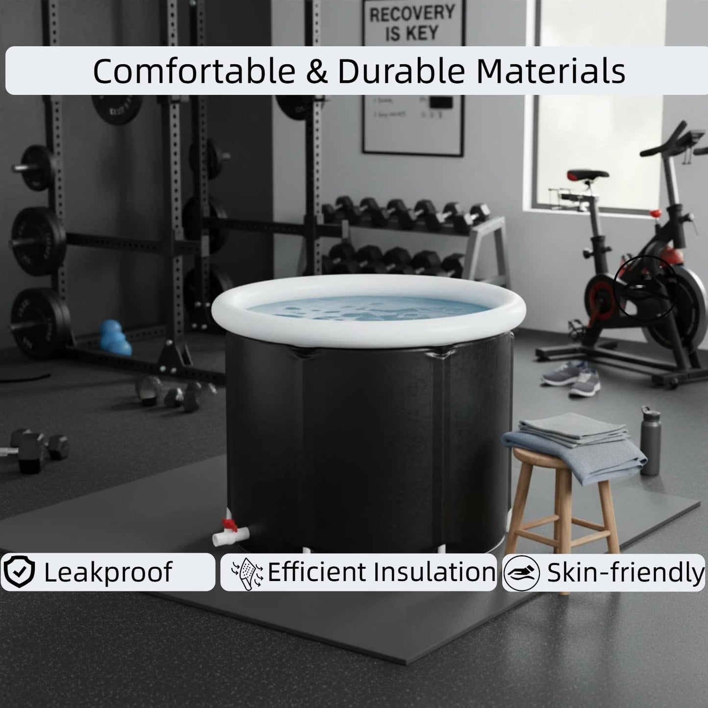 Nygira 105 Gallons Ice Bath Tub with Lid, Portable Foldable Cold Plunge Tub for Muscle Recovery, Large Capacity for Indoor & Outdoor Use