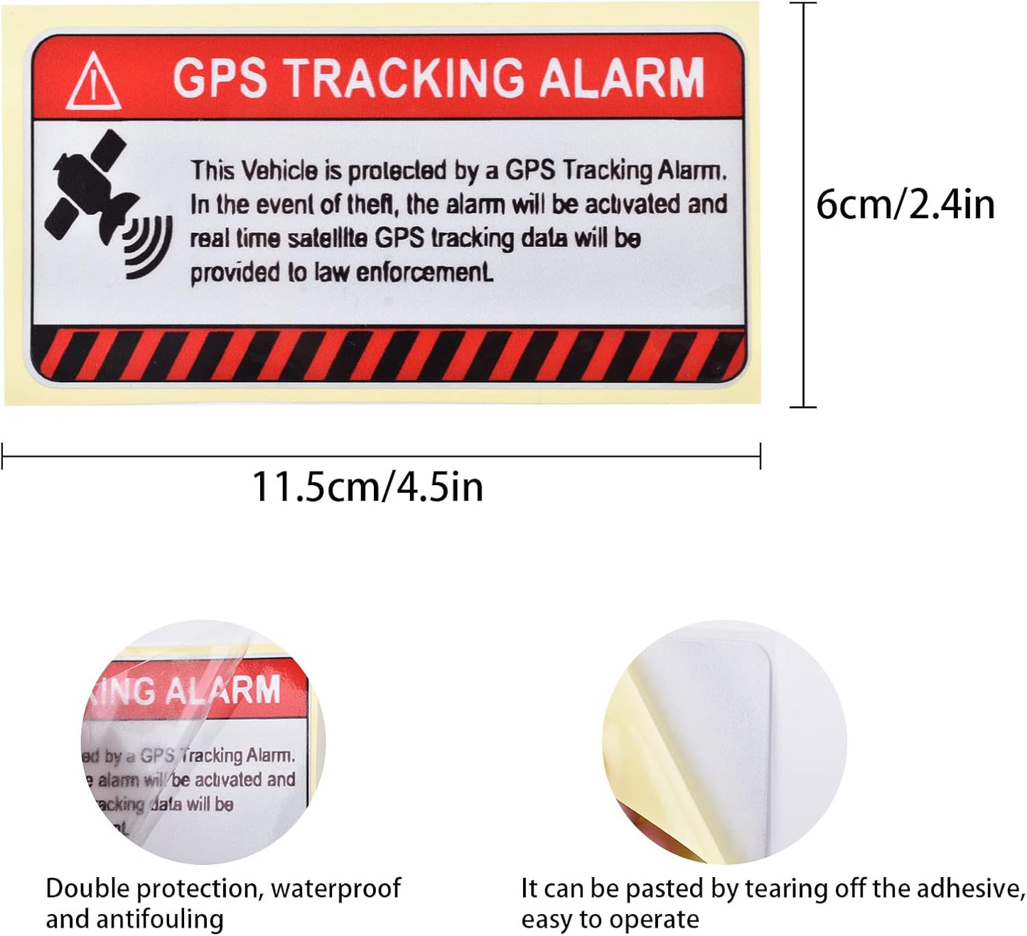 10 2 4 Inch Pcs GPS Tracking Sticker, Car Alarm Sticker, Self Adhesive Anti-Theft Car Decals with GPS Tracking Warning