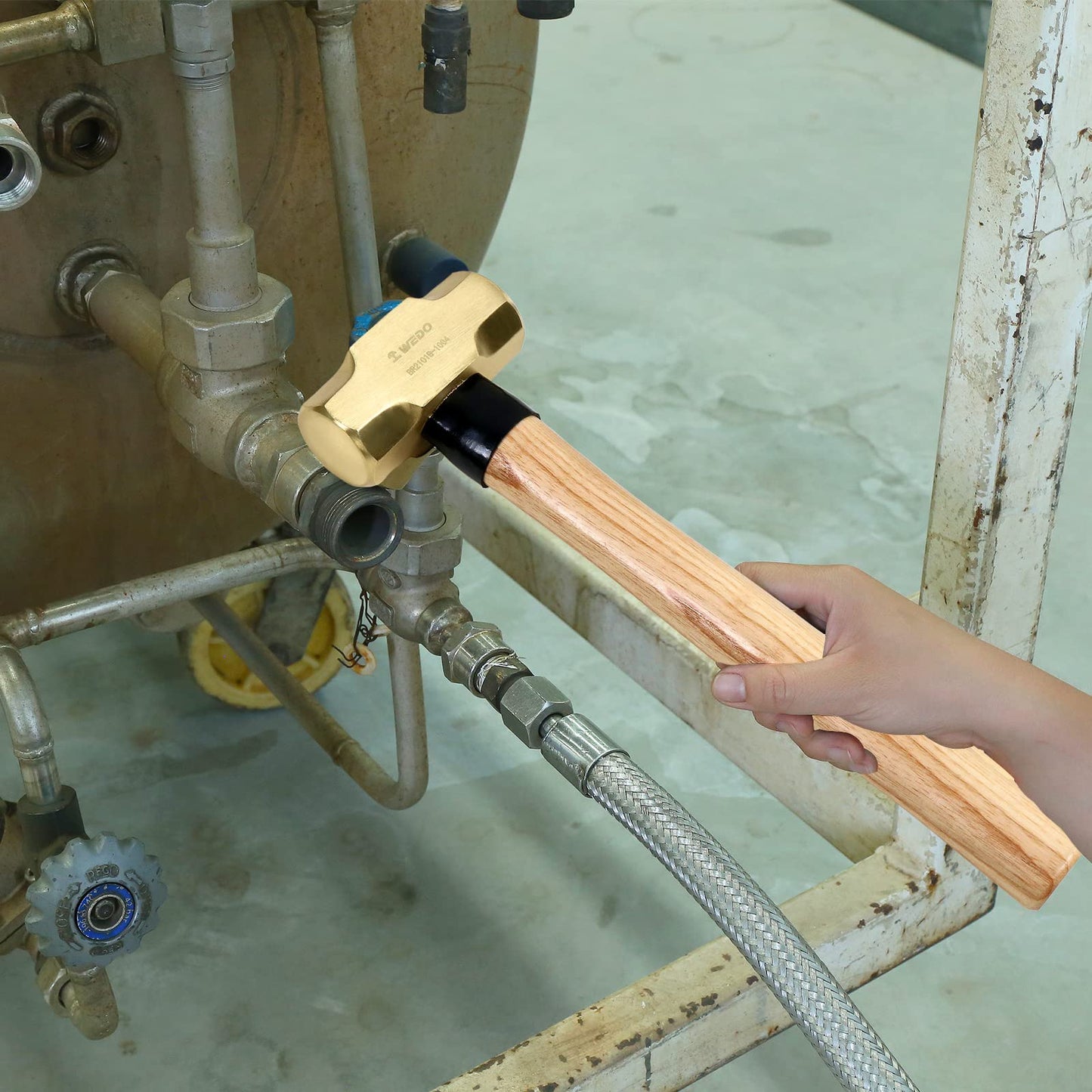 WEDO Brass Sledge Hammer with Wooden Handle, 5lb, 400mm, 16"