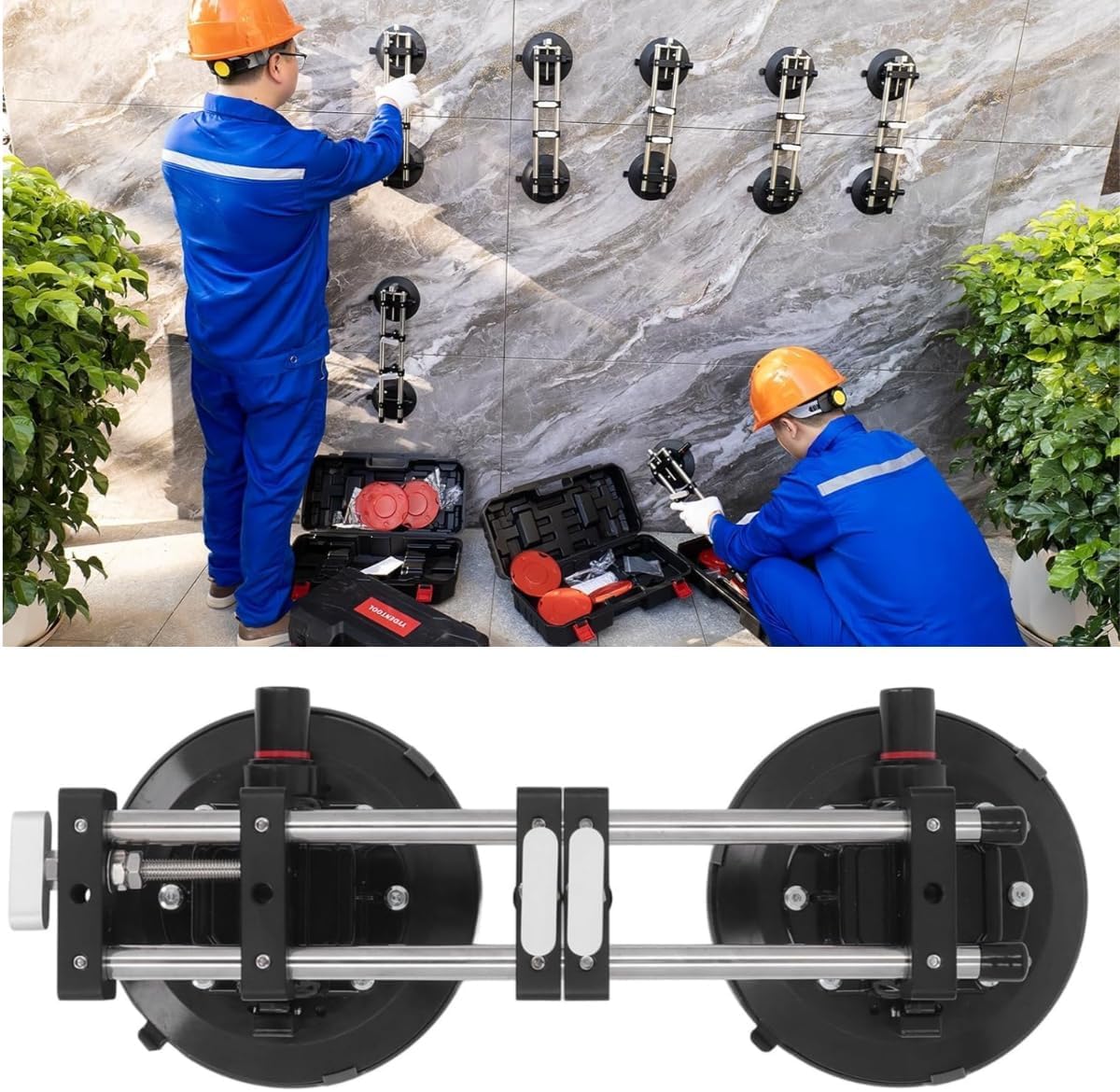 INREPRO 2 Pack Seamless Seam Setter with 6 Inch Vacuum Suction Cups for Seam Joining &cLevelling, Professional Countertop Installation Tool for Granite, Stone, Marble, Slab, Tile Gap Regulator
