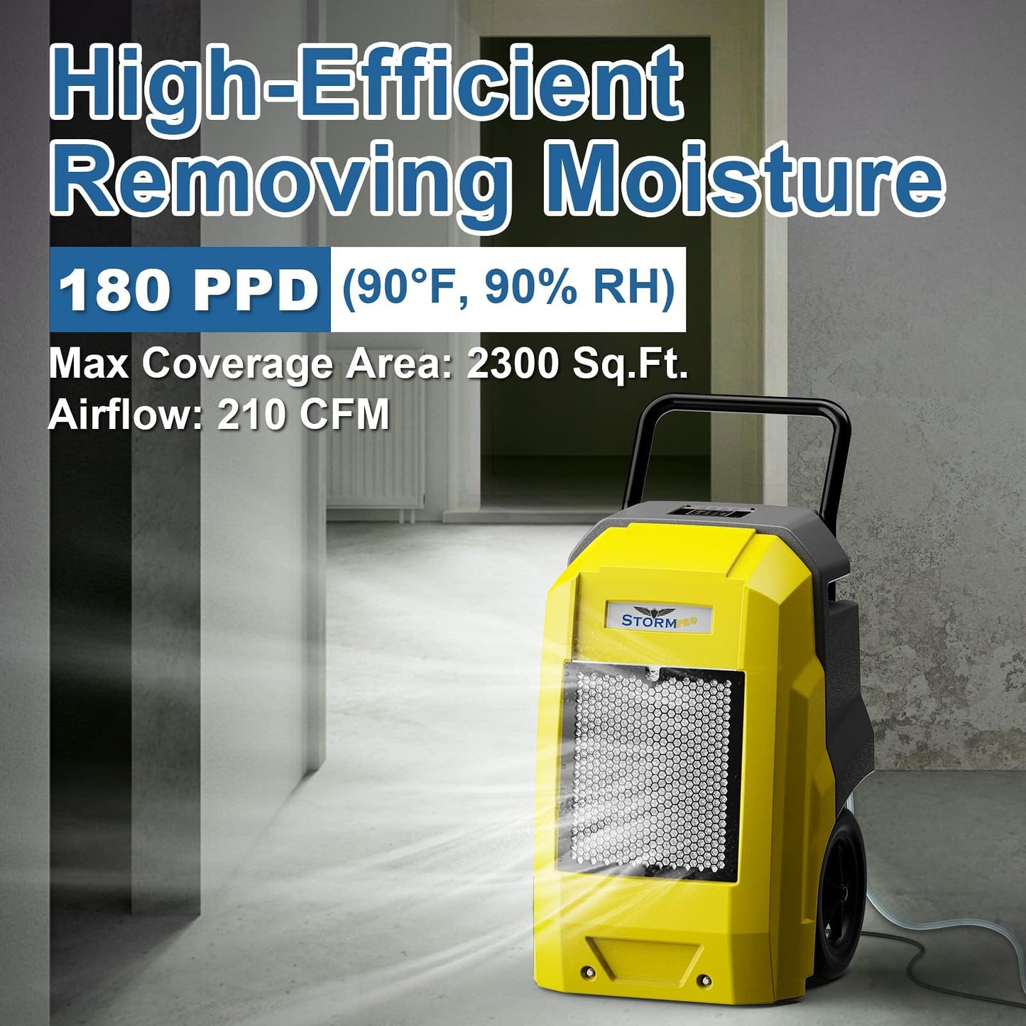 ALORAIR 180 Pints Commercial Dehumidifier with Pump Drain Hose, Smart Wi-Fi Dehumidifier for Large Basement, Industrial or Commercial Space, Smart Wi-Fi, 6 Years Limited Warranty