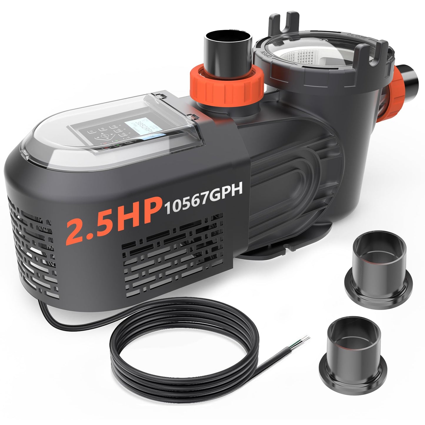 VARMINPOOL Variable Speed Pool Pump Inground, 2.5HP, 10567GPH High Flow Energy Efficient Pool Pump for Above Ground Pool, Programmable Timer, Rain Cover, 220V, Large Filter Basket